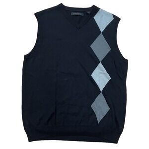 Axist Men's Argyle Sweater Vest Large Golf Preppy Black Grey Business Classic